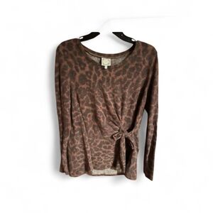 Elegant Brown Leopard Print Long Sleeve Top